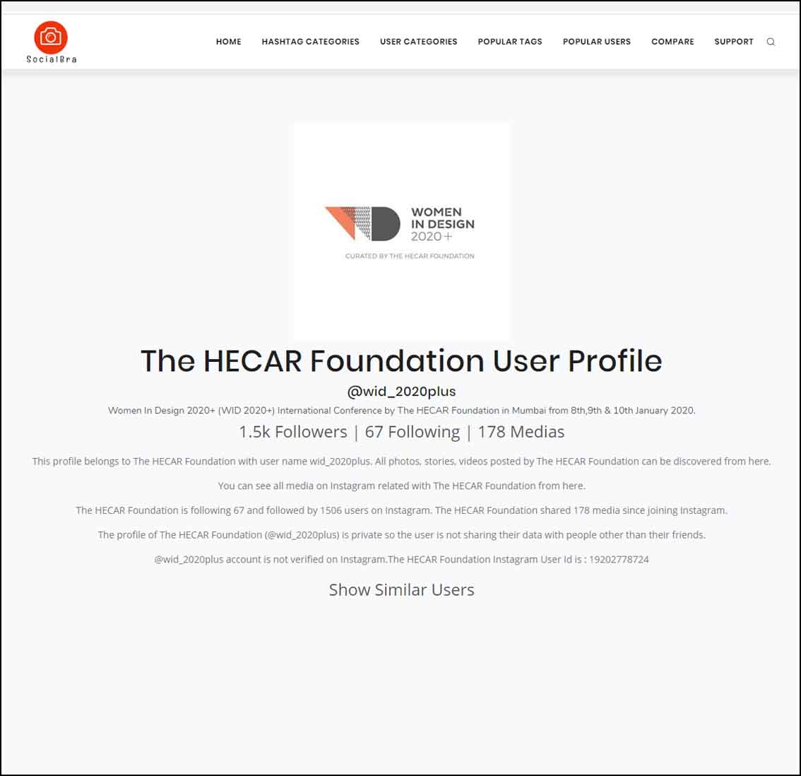 The HECAR Foundation User Profile, Women in Design, social bra - January 2020